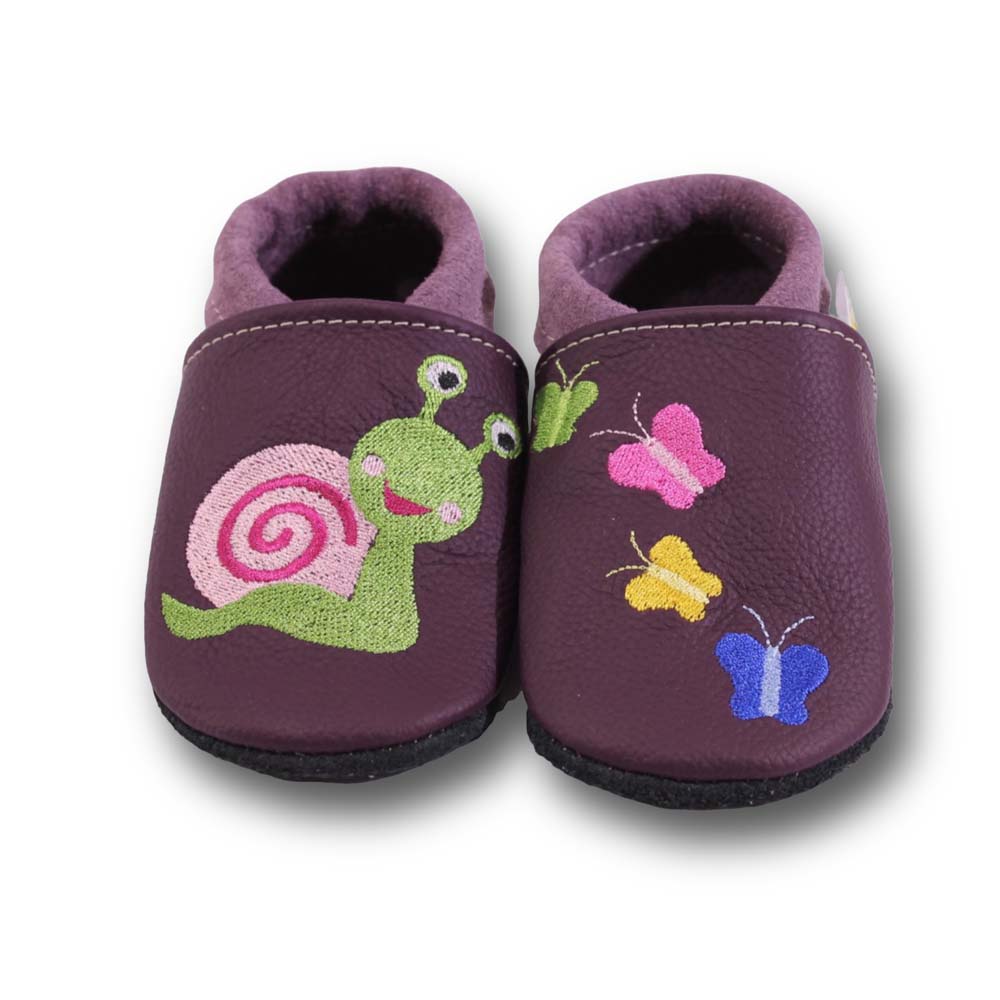 Preview: Lederpuschen Schnecke & Schmetterlinge